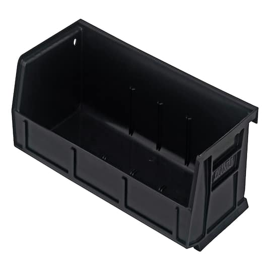 B2777182 11 x 5.38 x 3 in. Ultra Series Polypropylene 3 Slots Stack & Hang Bin, Black - Case of 8